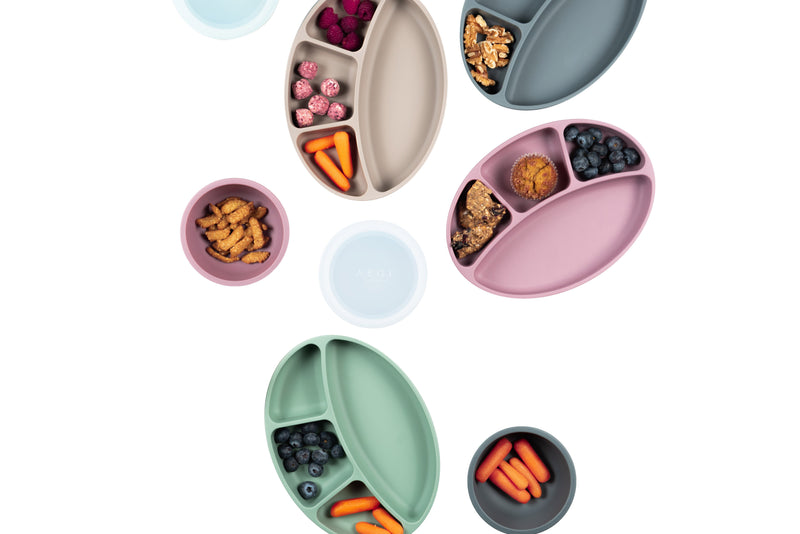 Aegi New York Kids' Divided Dinnerware Plates and Bowls, 4 Colors